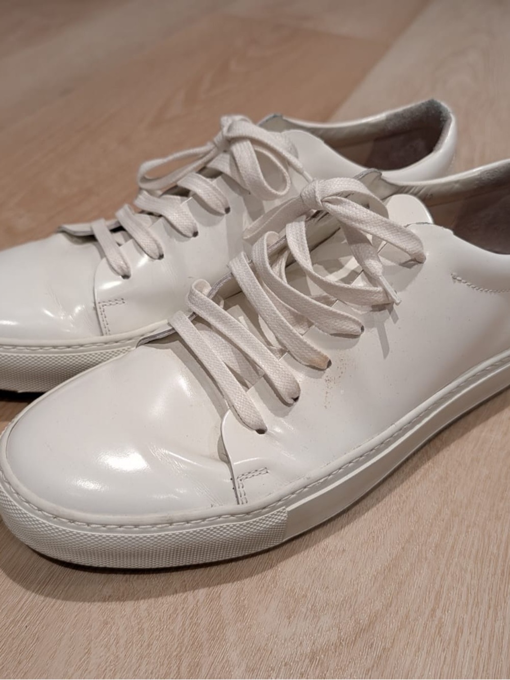 Acne Men’s Minimalist White Leather Men's Sneakers - Size 43